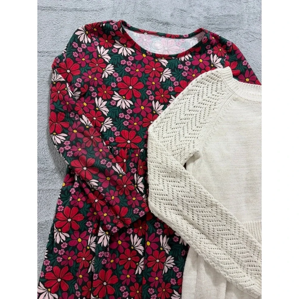 Girls Dress Lot Wonder Nation Cat & Jack Size 10‎ 12 Floral Sweater Knit